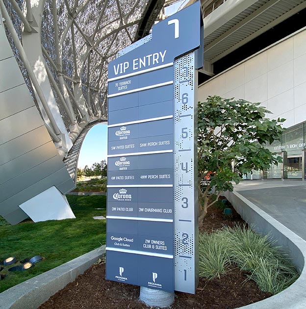 SoFi LA Stadium Village Perforated Wayfinding Pylon